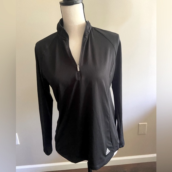 Adidas Golf Women's Black Quarter-Zip Long Sleeve Top Size Small - Picture 1 of 6